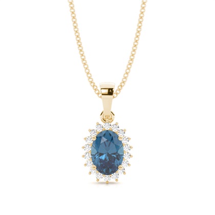 4 Prong Setting Oval Blue Topaz Pendent