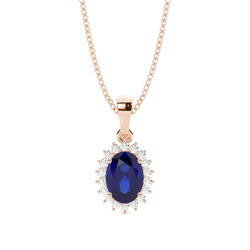4 Prong Setting Oval Blue Sapphire Pendent