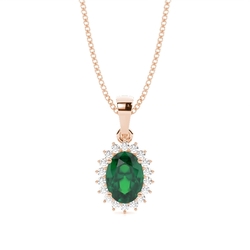 4 Prong Setting Oval Emerald Pendent