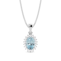 4 Prong Setting Oval Aquamarine Pendent