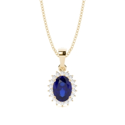 4 Prong Setting Oval Blue Sapphire Pendent