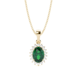 4 Prong Setting Oval Emerald Pendent