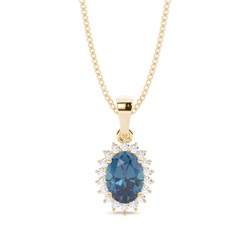 4 Prong Setting Oval Blue Topaz Pendent
