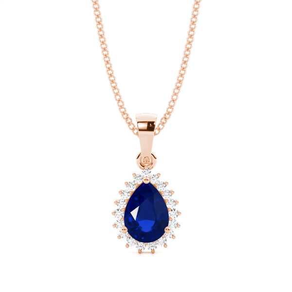 Prong Setting Pear Blue Sapphire Pendent