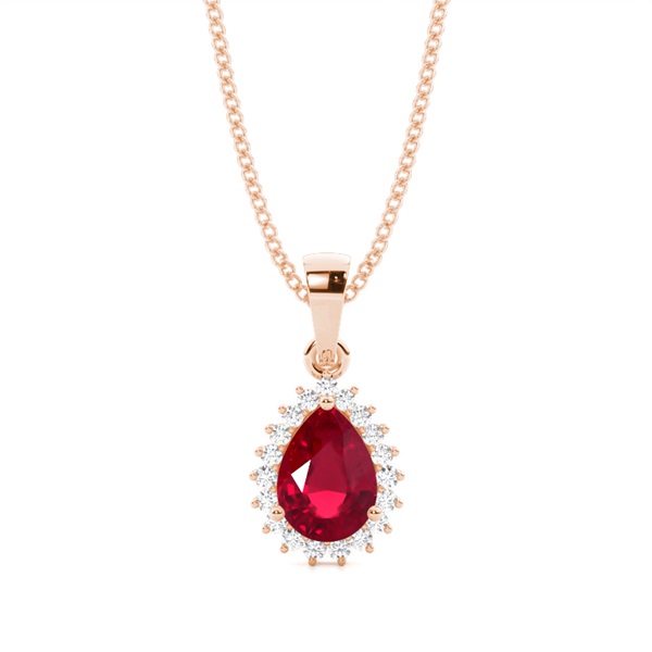 Prong Setting Pear Ruby Pendent