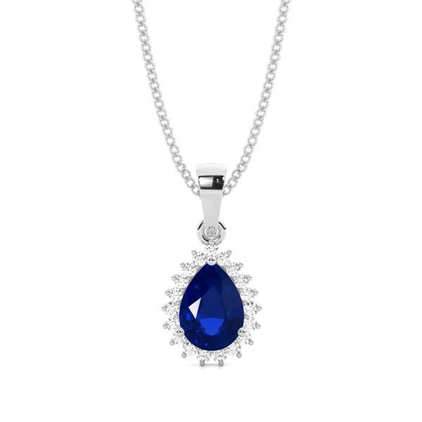 Prong Setting Pear Blue Sapphire Pendent