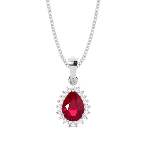 Prong Setting Pear Ruby Pendent