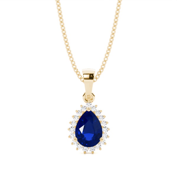 Prong Setting Pear Blue Sapphire Pendent