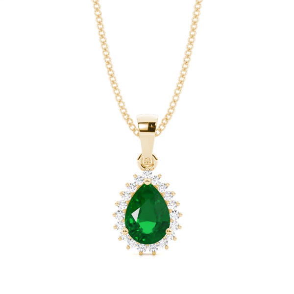 Prong Setting Pear Emerald Pendent