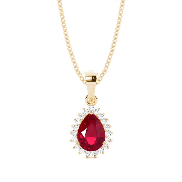 Prong Setting Pear Ruby Pendent