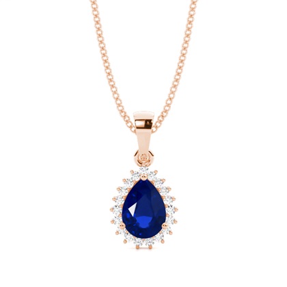 Prong Setting Pear Blue Sapphire Pendent