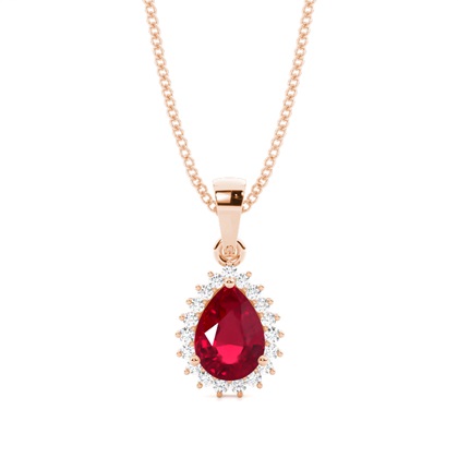 Pear Rose Gold Gemstone Diamond Pendants