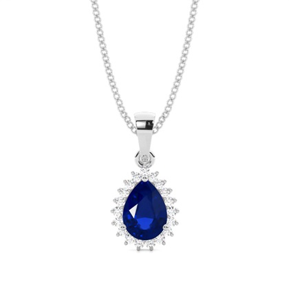 Prong Setting Pear Blue Sapphire Pendent