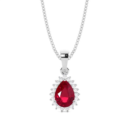 Prong Setting Pear Ruby Pendent