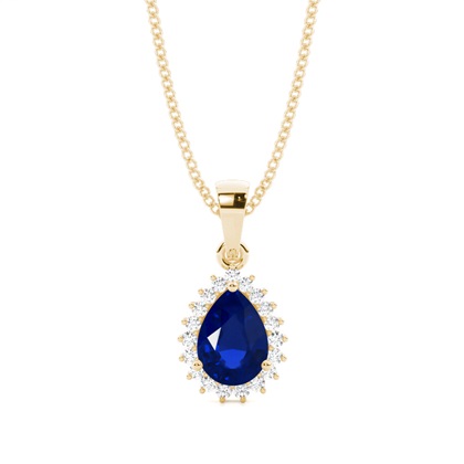 Prong Setting Pear Blue Sapphire Pendent