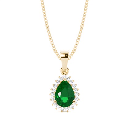 Yellow Gold Halo Diamond Pendants