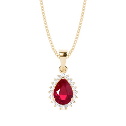 Prong Setting Pear Ruby Pendent