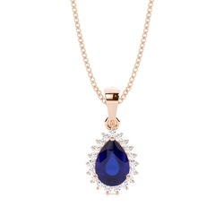 Prong Setting Pear Blue Sapphire Pendent