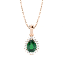Prong Setting Pear Emerald Pendent