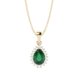 Prong Setting Pear Emerald Pendent