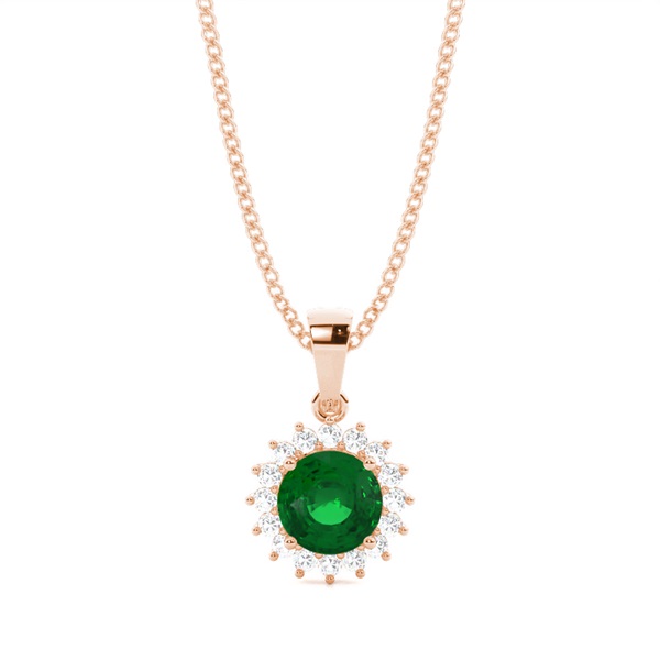4 Prong Setting Round Emerald Pendent