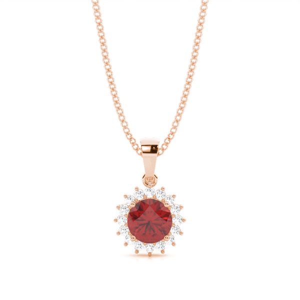 4 Prong Setting Round Garnet Pendent