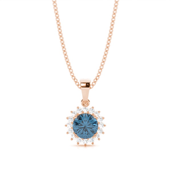 4 Prong Setting Round Blue Topaz Pendent