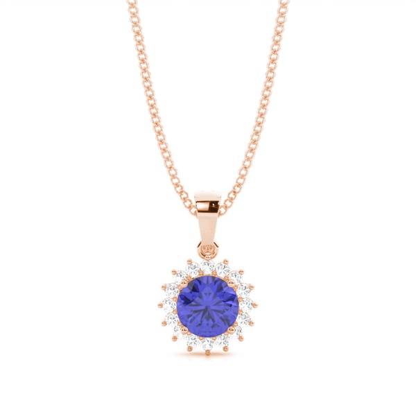 4 Prong Setting Round Tanzanite Pendent