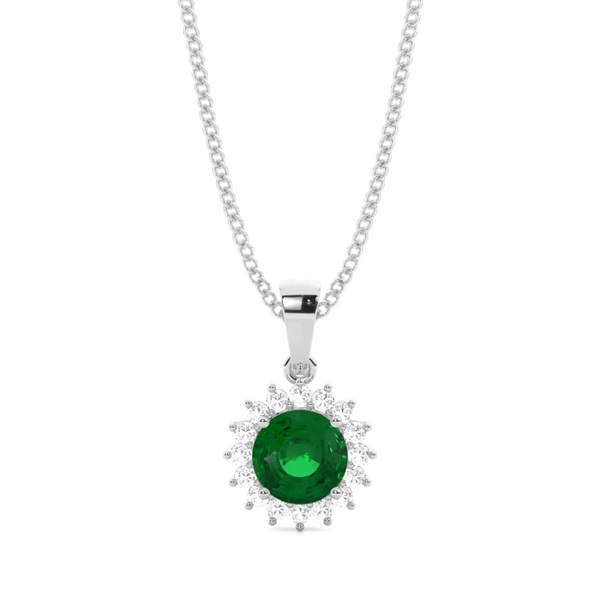 4 Prong Setting Round Emerald Pendent