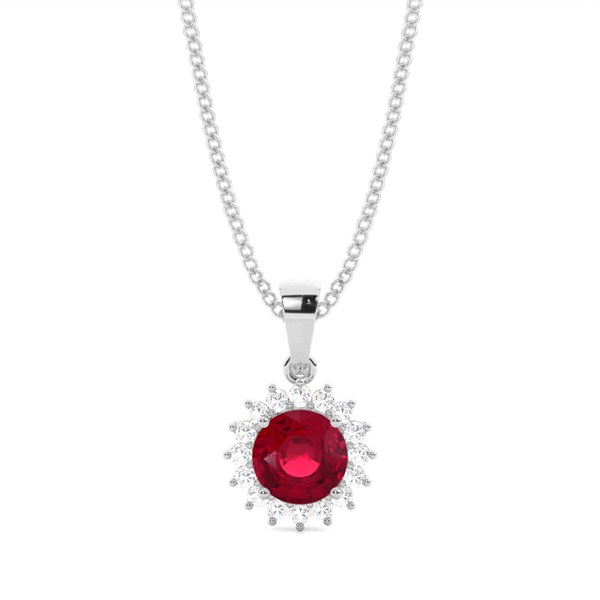 4 Prong Setting Round Ruby Pendent
