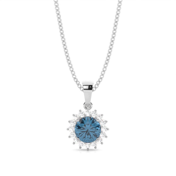 4 Prong Setting Round Blue Topaz Pendent