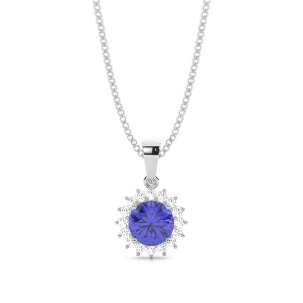 4 Prong Setting Round Tanzanite Pendent