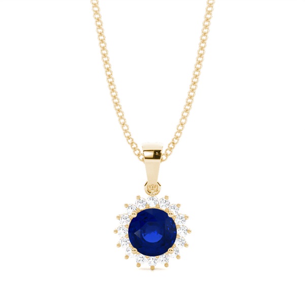 4 Prong Setting Round Blue Sapphire Pendent