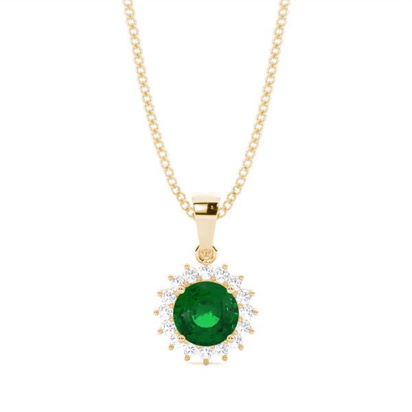 4 Prong Setting Round Emerald Pendent