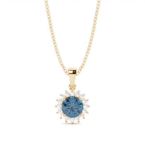 4 Prong Setting Round Blue Topaz Pendent
