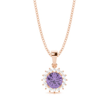 4 Prong Setting Round Amethyst Pendent