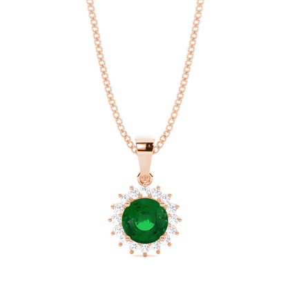 4 Prong Setting Round Emerald Pendent