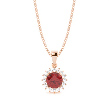 4 Prong Setting Round Garnet Pendent