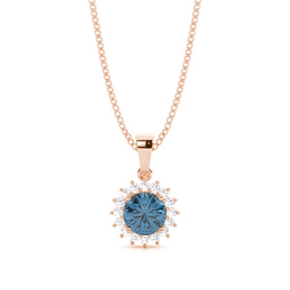 4 Prong Setting Round Blue Topaz Pendent