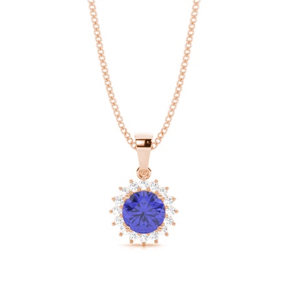 4 Prong Setting Round Tanzanite Pendent
