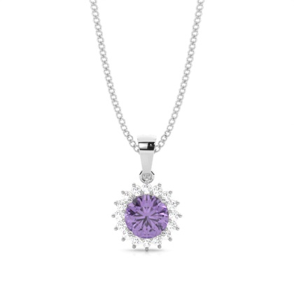 4 Prong Setting Round Amethyst Pendent