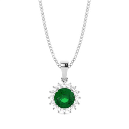 4 Prong Setting Round Emerald Pendent