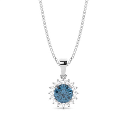 4 Prong Setting Round Blue Topaz Pendent