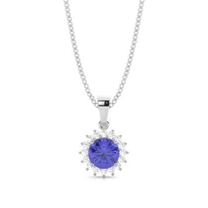 4 Prong Setting Round Tanzanite Pendent