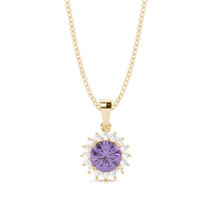 4 Prong Setting Round Amethyst Pendent