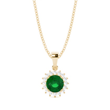 4 Prong Setting Round Emerald Pendent