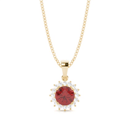 4 Prong Setting Round Garnet Pendent