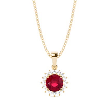 4 Prong Setting Round Ruby Pendent
