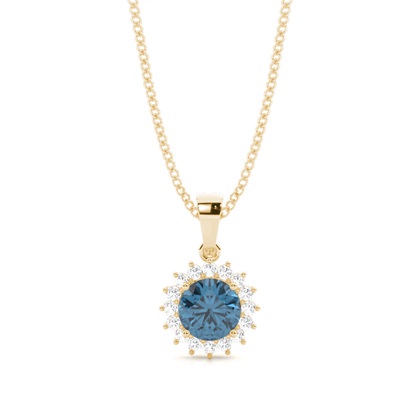 4 Prong Setting Round Blue Topaz Pendent