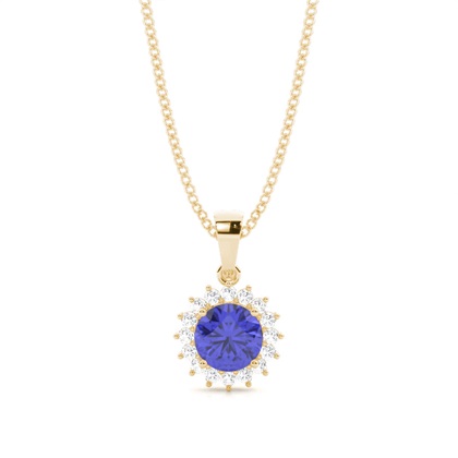 4 Prong Setting Round Tanzanite Pendent